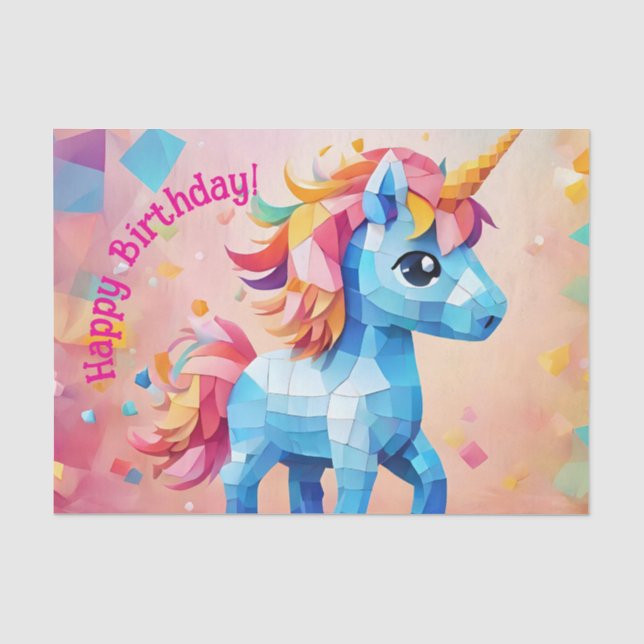 Papel De Seda Cumpleaños de Unicorn Pinata (Anverso)