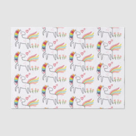Papel De Seda Cumpleaños de Unicornio Arcoíris con Nombre Person