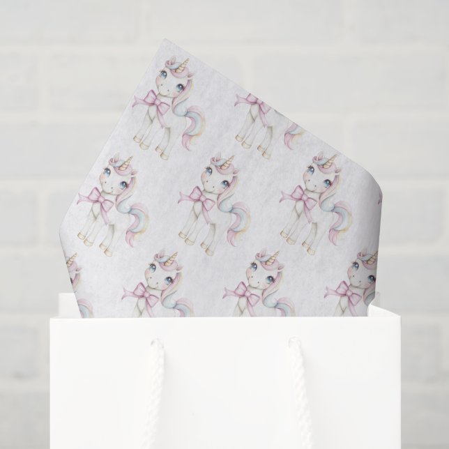 Papel De Seda Cumpleaños de Unicornio Rosa Lindo (Bolsa de regalo)