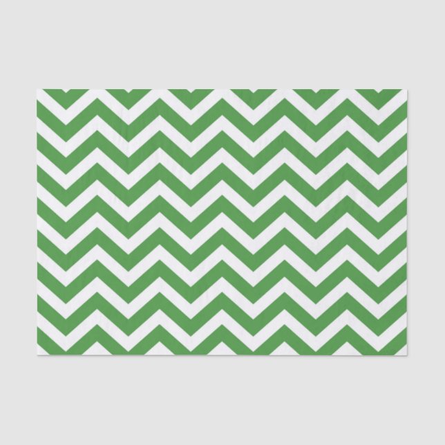 Papel De Seda Cumpleaños del Boda de Chevron blanco y verde oscu (Anverso)