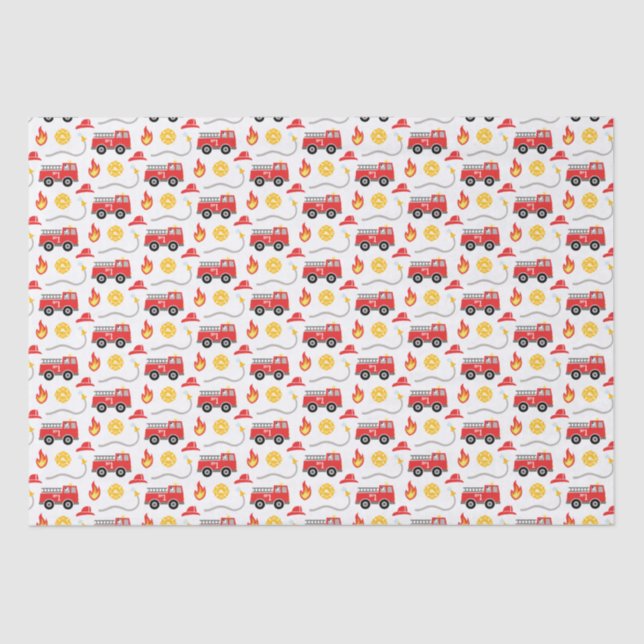 Papel De Seda Cumpleaños del camión de bomberos (Anverso)