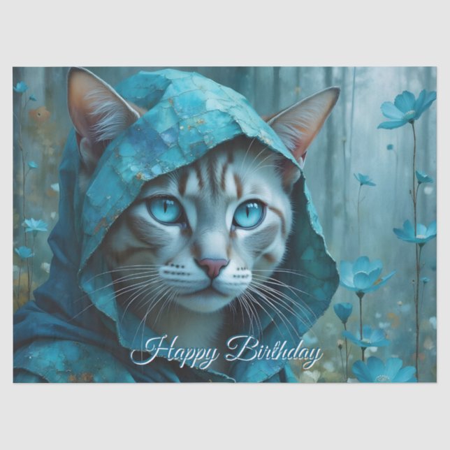 Papel De Seda Cumpleaños del Gato Renacentista (Anverso)