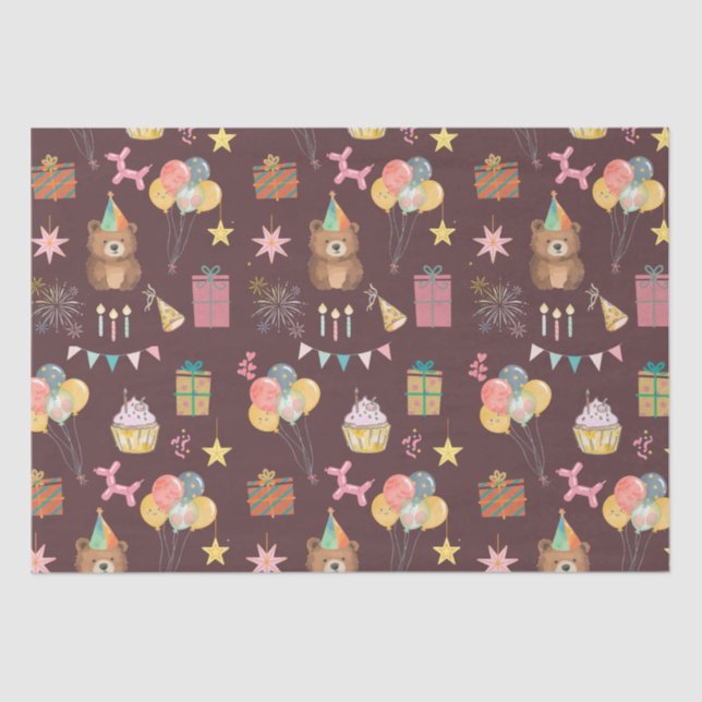Papel De Seda Cumpleaños del Oso (Anverso)
