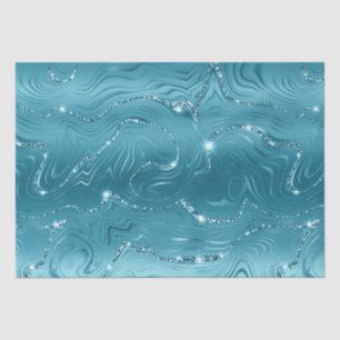 Papel De Seda Cumpleaños del Purpurina Glitzy Aqua Blue Turquois