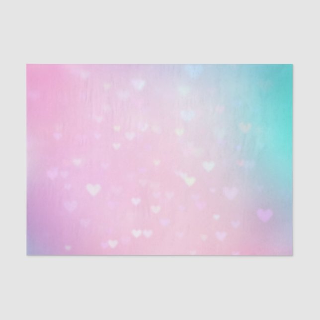 Papel De Seda Cumpleaños del Rubor Pink Bokeh Hearts (Anverso)