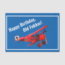Papel De Seda Cumpleaños divertido del triplano de "Fokker