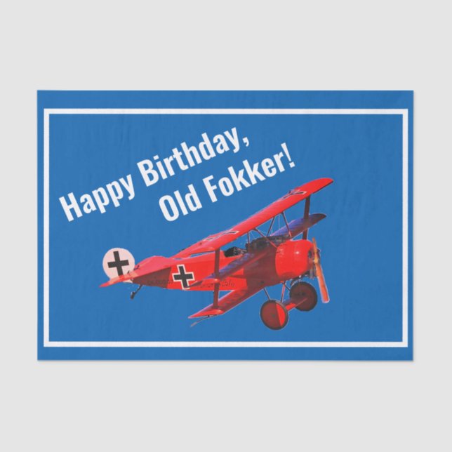 Papel De Seda Cumpleaños divertido del triplano de "Fokker (Anverso)
