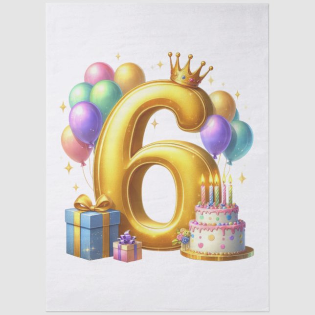 Papel De Seda Cumpleaños dorado 6 (Anverso)