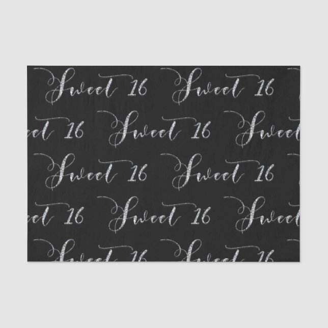 Papel De Seda Cumpleaños Dulce Plata Dieciséis 16 cualquier colo (Anverso)