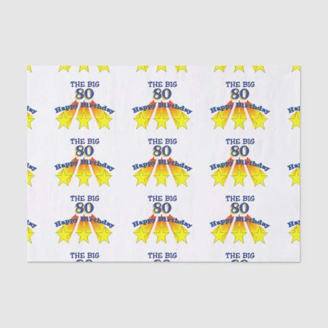 Papel De Seda Cumpleaños feliz de 80 años (Anverso)