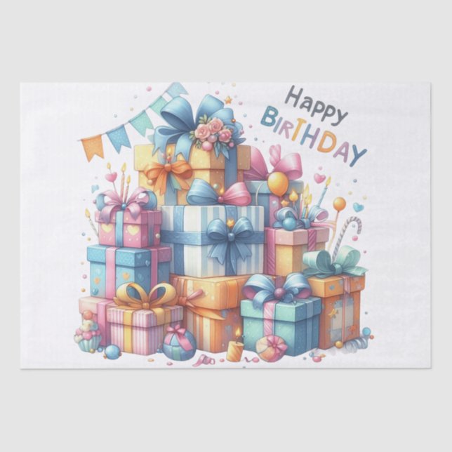 Papel De Seda Cumpleaños Feliz Festividad Para Todas Las Edades (Anverso)