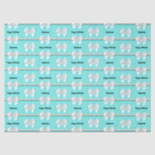 Papel De Seda Cumpleaños feliz glam aqua azul tema Tiffany bougi