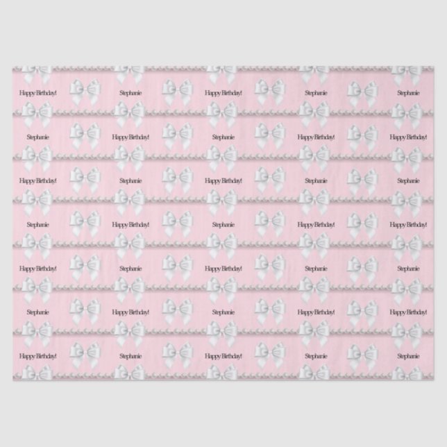 Papel De Seda Cumpleaños Feliz Glam Pink Tiffany Theme Bougie (Anverso)