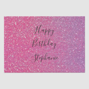 Papel De Seda Cumpleaños Feliz Nombre Personalizado Rosa Dorado