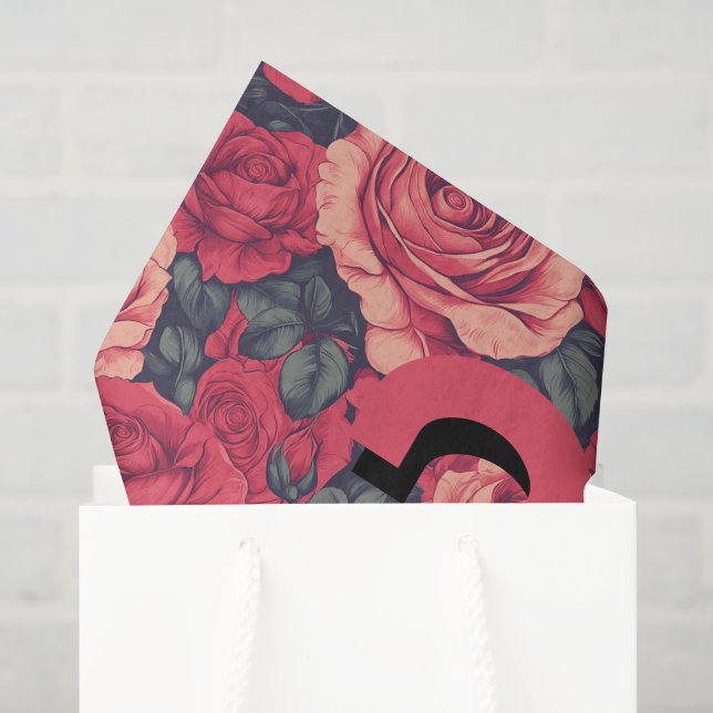 Papel De Seda Cumpleaños Femenino Rosa Floral 90 (Bolsa de regalo)