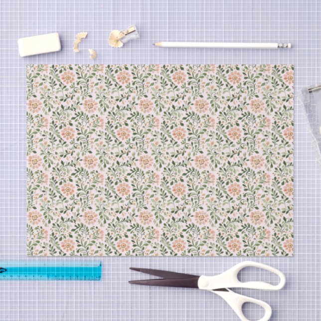 Papel De Seda Cumpleaños Floral Chic Rosa (Artesanía)