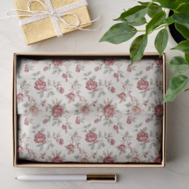 Papel De Seda Cumpleaños Floral Crema Roja Pretty Chic