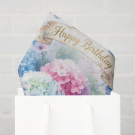 Papel De Seda Cumpleaños Floral de Hortensia Azul