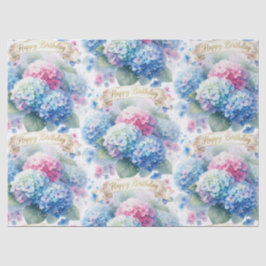 Papel De Seda Cumpleaños Floral de Hortensia Azul