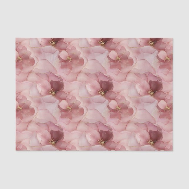 Papel De Seda Cumpleaños Floral Rosa de Rubor (Anverso)