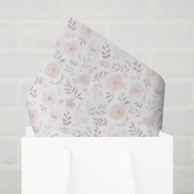 Papel De Seda Cumpleaños Flores Rosadas Rubor (Bolsa de regalo)