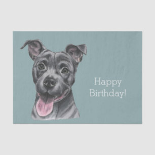Papel De Seda Cumpleaños gris feliz del perro del pitbull