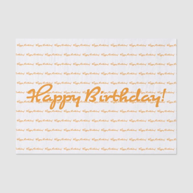 Papel De Seda Cumpleaños! Guión casual del naranja de otoño (Anverso)