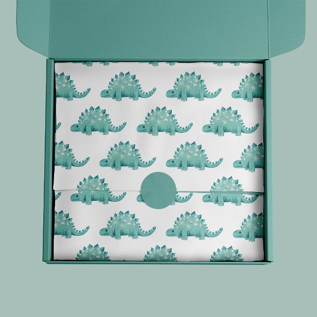 Papel De Seda Cumpleaños infantil Dinosaurio Stegosaurus (Dinosaur tissue paper with friendly green stegosaurus)