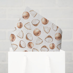 Papel De Seda Cumpleaños Marrón Crema Tropical Coco