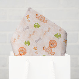 Papel De Seda Cumpleaños Naranja Dinosaurio Niños Adorables