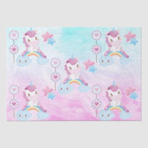 Papel De Seda Cumpleaños Nube Arcoíris Unicornio Soñador Kawaii