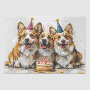 Papel De Seda Cumpleaños Pembroke Welsh Corgi Dogs