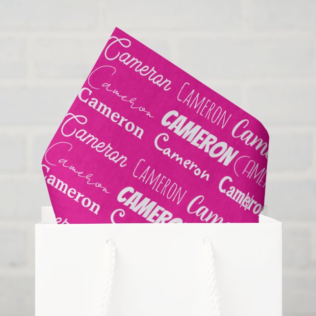 Papel De Seda Cumpleaños personalizado de niñas rosa caliente Ch (Bolsa de regalo)