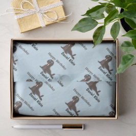 Papel De Seda Cumpleaños personalizado foca gris adorable azul