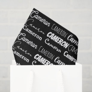 Papel De Seda Cumpleaños Personalizado Nombre Blanco Negro Genia