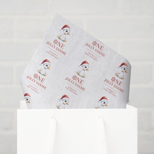 Papel De Seda Cumpleaños personalizado uno ganso alegre diciembr (Bolsa de regalo)