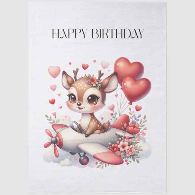Papel De Seda Cumpleaños piloto ciervo (Anverso)