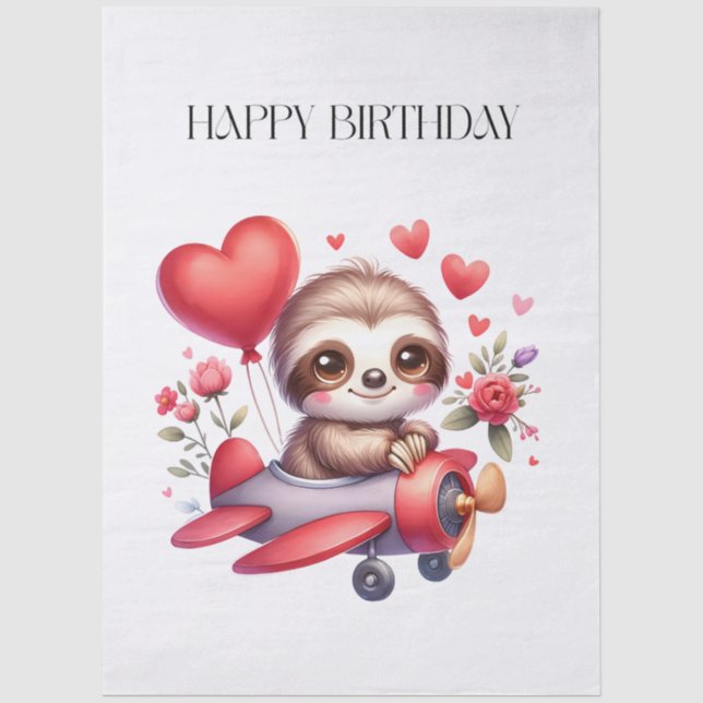 Papel De Seda Cumpleaños Piloto Perezoso (Anverso)