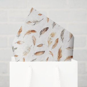 Papel De Seda Cumpleaños Plumas Boho Crema