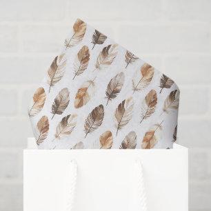 Papel De Seda Cumpleaños Plumas Crema Marrón Melocotón