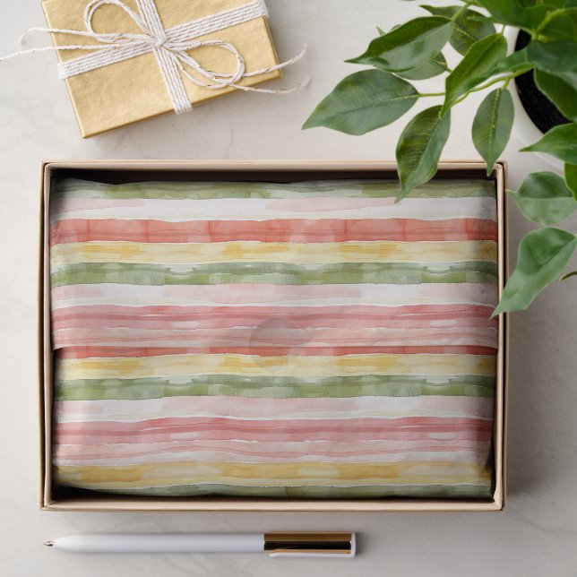 Papel De Seda Cumpleaños Rayas Amarillo Verde Rosa Naranja (Regalo )