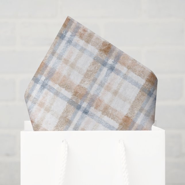 Papel De Seda Cumpleaños Rayas Marrón Beige Azul Crema (Bolsa de regalo)