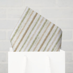 Papel De Seda Cumpleaños Rayas Marrones Verdes Crema