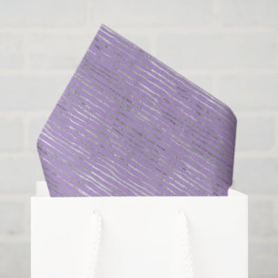 Papel De Seda Cumpleaños Rayas Plateadas Moradas Lavanda