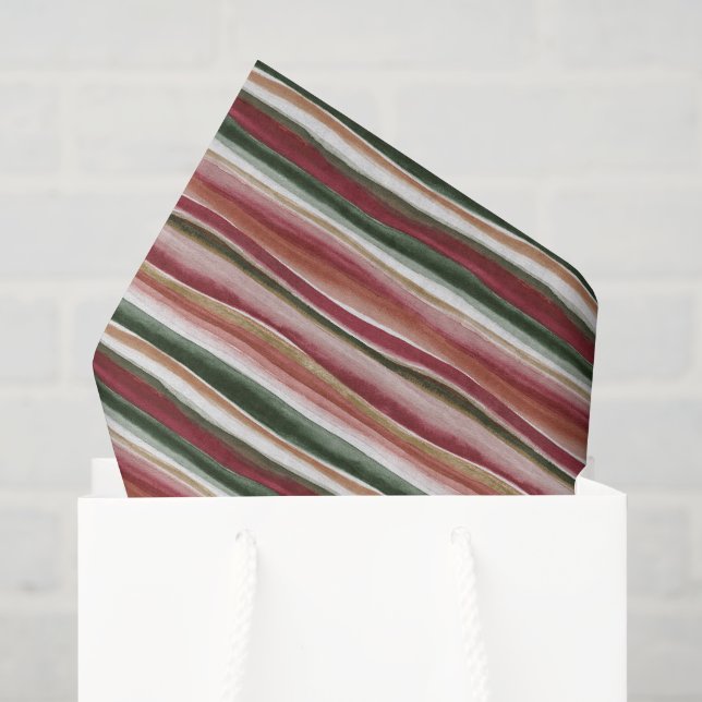 Papel De Seda Cumpleaños Rayas Rojo Rosa Clarete Verde Dorado (Bolsa de regalo)