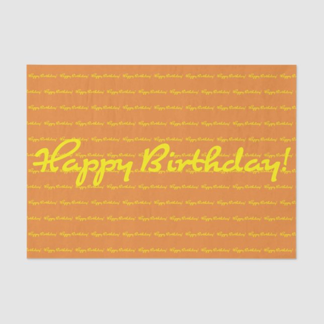Papel De Seda Cumpleaños! Repetición de guión bajo amarillo (Anverso)