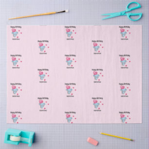 Papel De Seda Cumpleaños rosa elefante lindo