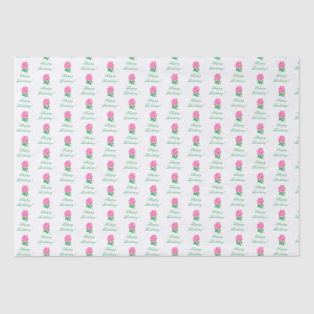 Papel De Seda Cumpleaños Rosa Rosa Blanca (Anverso)