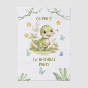 Papel De Seda Cumpleaños Uno-A-Saurus Dinosaurio Adorable