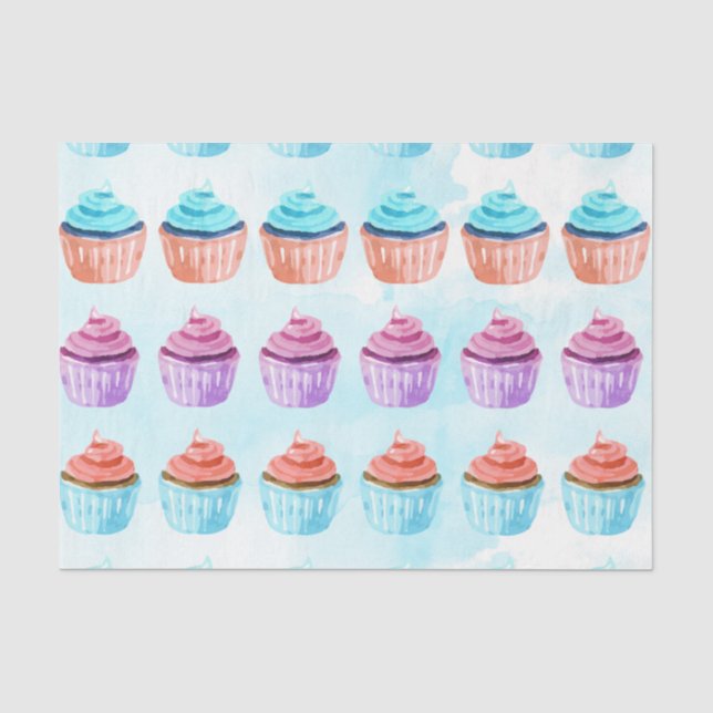 Papel De Seda Cupcake Azul (Anverso)